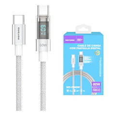 Cable de carga ultra rapido 60w USB-C con indicador led MO-PD60W 