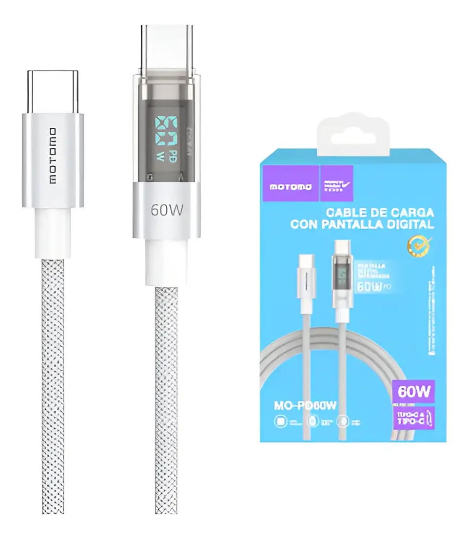 Cable de carga ultra rapido 60w USB-C con indicador led MO-PD60W  1