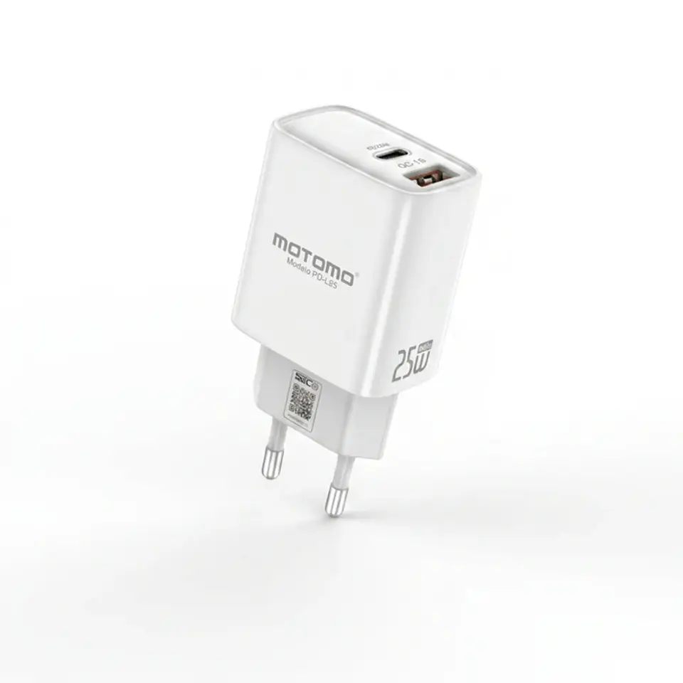 Cargador USB-C 25W DUAL USB-C y USB motomo PD-L25  1