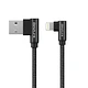 Cable de carga y datos USB a LIGHTNING Trenzado 3.0A Negro en L 1M 
