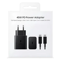 Cargador original Samsumg 45W cable USB-C color negro