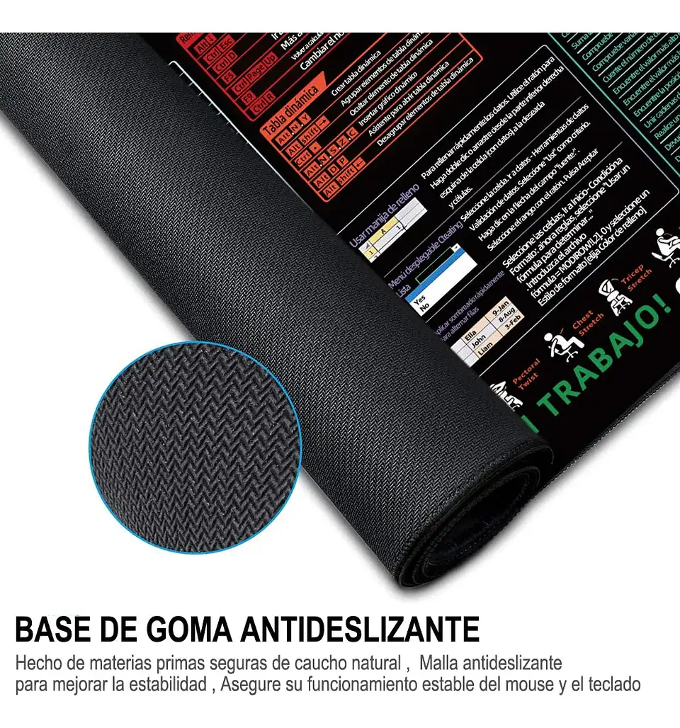 Mouse Pad Gamer 80x30cm Antideslizante Accesos directos. 6