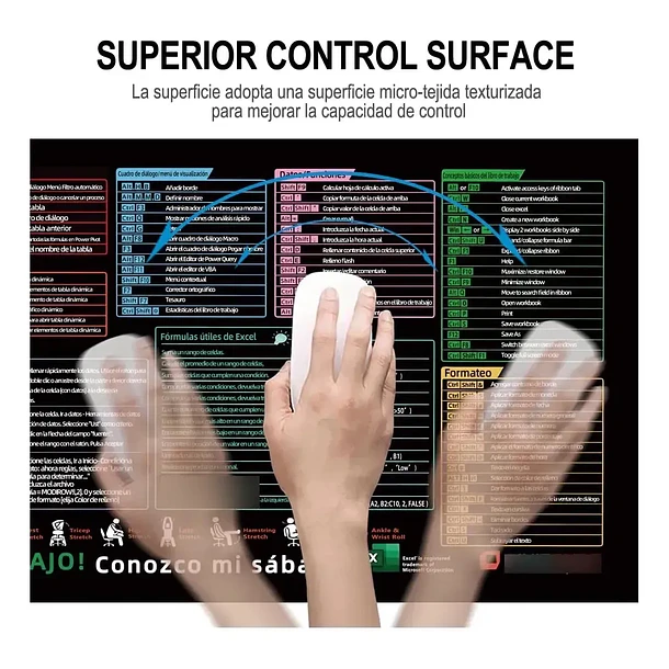 Mouse Pad Gamer 80x30cm Antideslizante Accesos directos. 3
