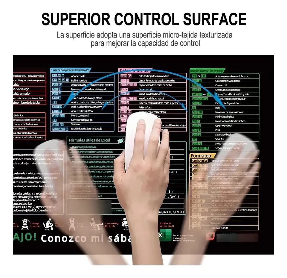 Mouse Pad Gamer 80x30cm Antideslizante Accesos directos. 3