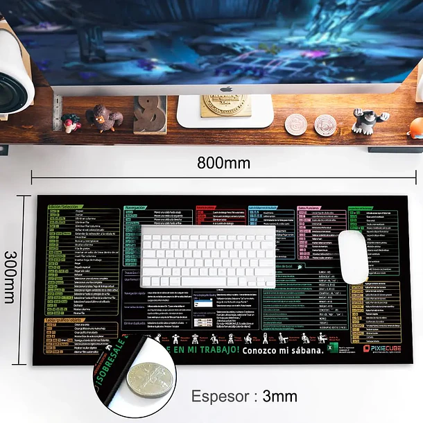 Mouse Pad Gamer 80x30cm Antideslizante Accesos directos. 2