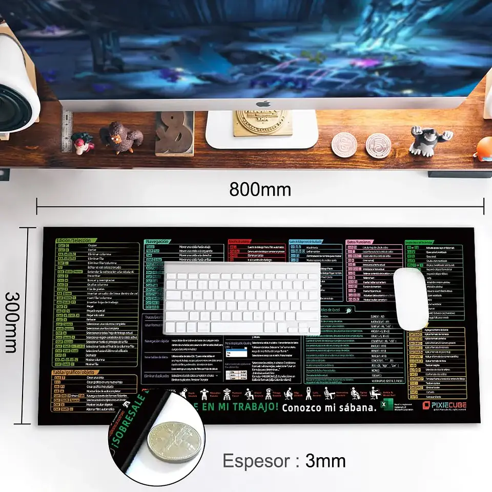 Mouse Pad Gamer 80x30cm Antideslizante Accesos directos. 2
