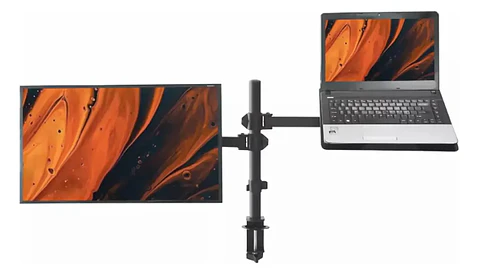 Soporte monitor y notebook brazo articulado escritorio negro