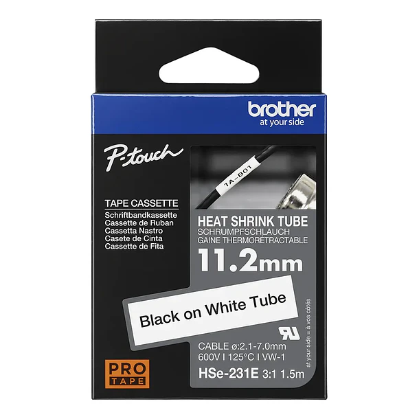 Brother cinta rotuladora termocontraible 8.8 mm HSE231E Black  1
