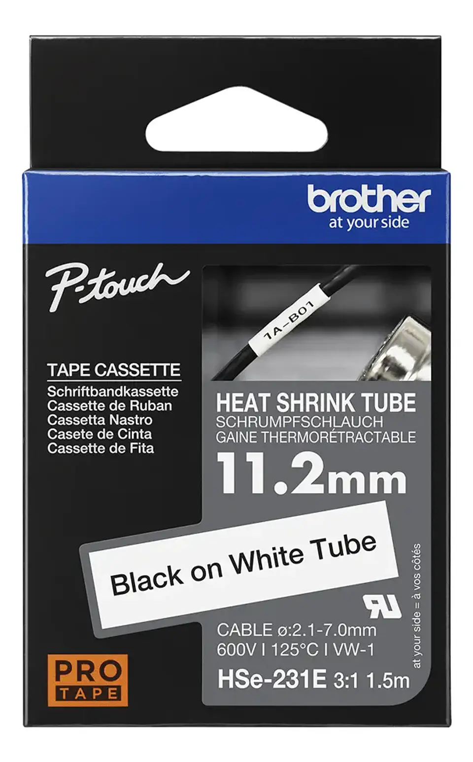 Brother cinta rotuladora termocontraible 8.8 mm HSE231E Black  1