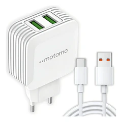 Cargador de pared USB-C 12W doble USB + cable MO-0