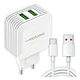 Cargador de pared USB-C 12W doble USB + cable MO-0