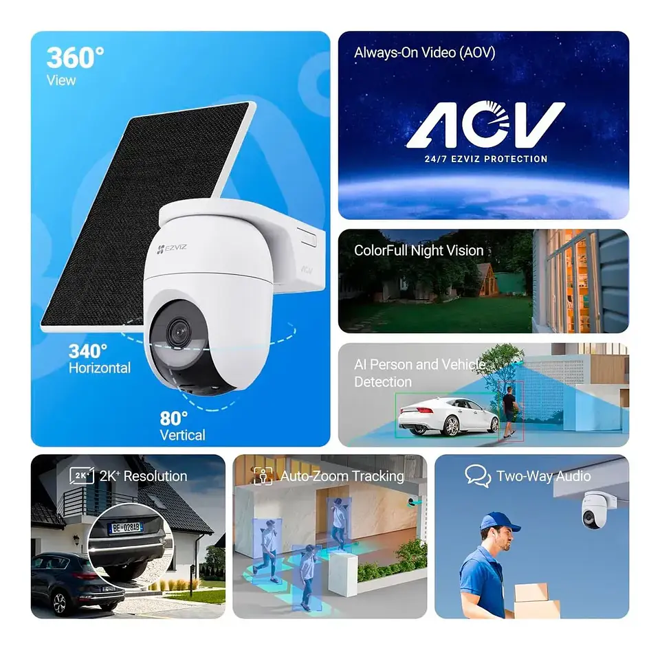 Camara inteligente EZVIZ 2K CB8C 4mp exterior con panel solar  5