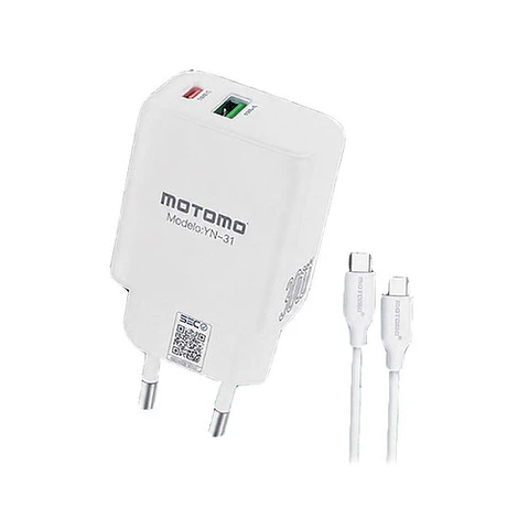 Cargador USB-C A USB-C completo Motomo PD 30W dual 