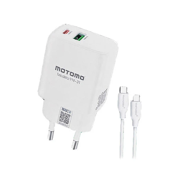 Cargador USB-C A USB-C completo Motomo PD 30W dual  1