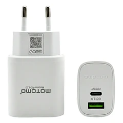 Cargador de pared Dual USB + USB-C sin cable motomo 20W MO-PDL20 