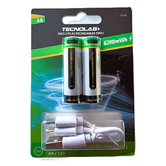Pilas recargables AA x2 tecnolab 2000mAh conexion tipo c 