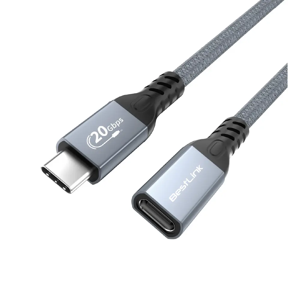 Cable de extension USB tipo C a C macho-hembra, carga rápida de 100W, 20Gb, 4K, 1,8 m 1