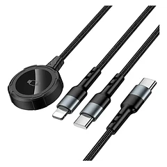 Cargador HOCO CW64 3 EN 1, USB-C a smartwatch, USB-C y IPHONE