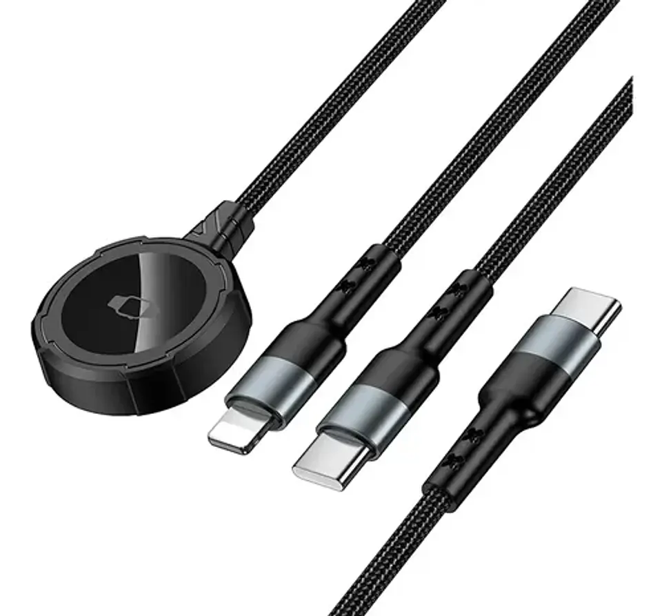 Cargador HOCO CW64 3 EN 1, USB-C a smartwatch, USB-C y IPHONE 1