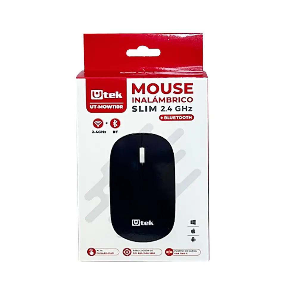 Mouse inalambrico slim dual 2.4GHZ + Bluetooth recargable 4