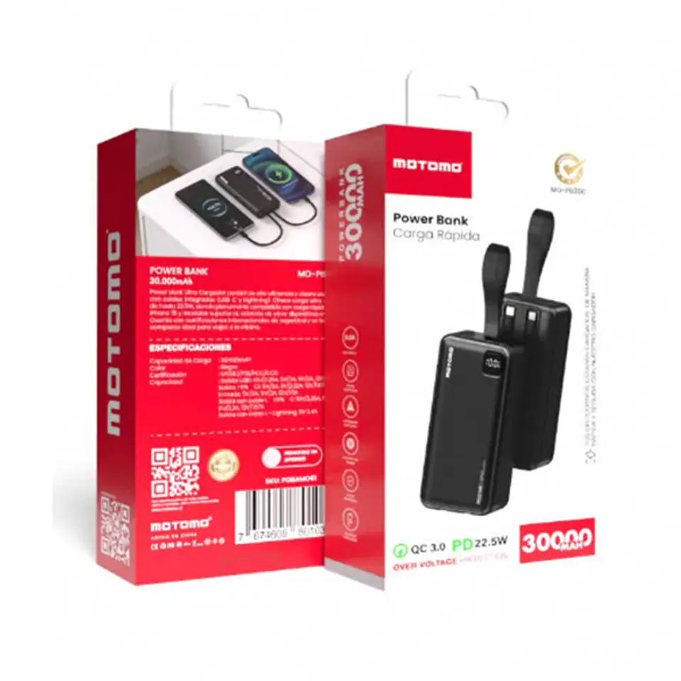 PowerBank Motomo MO-PB30C 30000 mAh Negro 2