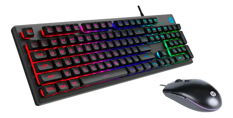 Kit teclado + mouse gamer HP KN300F RGB  2