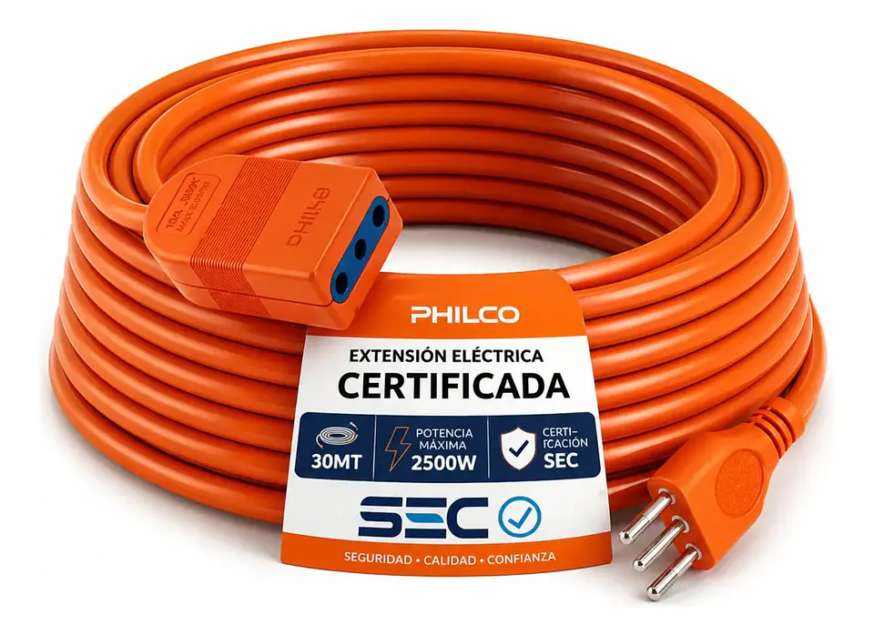 Extension electrica macho-hembra naranja PHILCO 10M  2