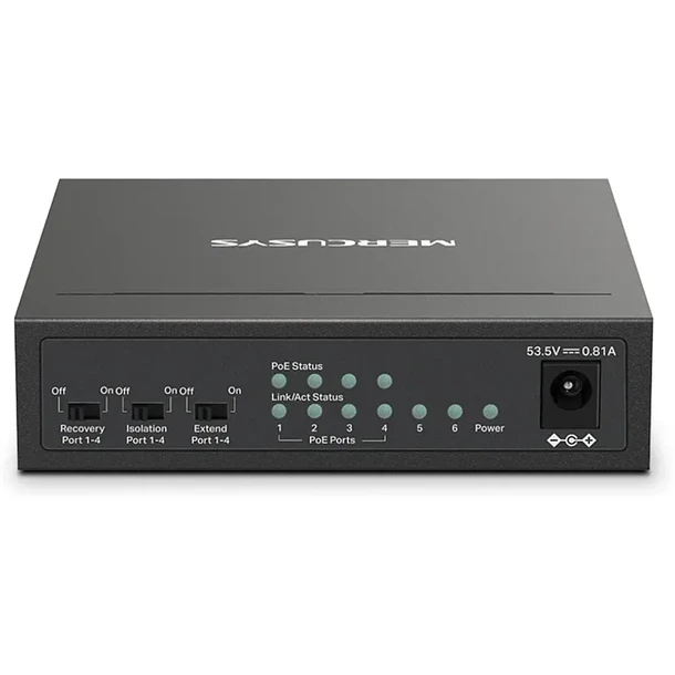 Switch 6 puertos 10/100 mbps desktop 4-port POE+ 40W  2
