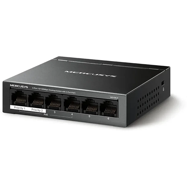 Switch 6 puertos 10/100 mbps desktop 4-port POE+ 40W  3
