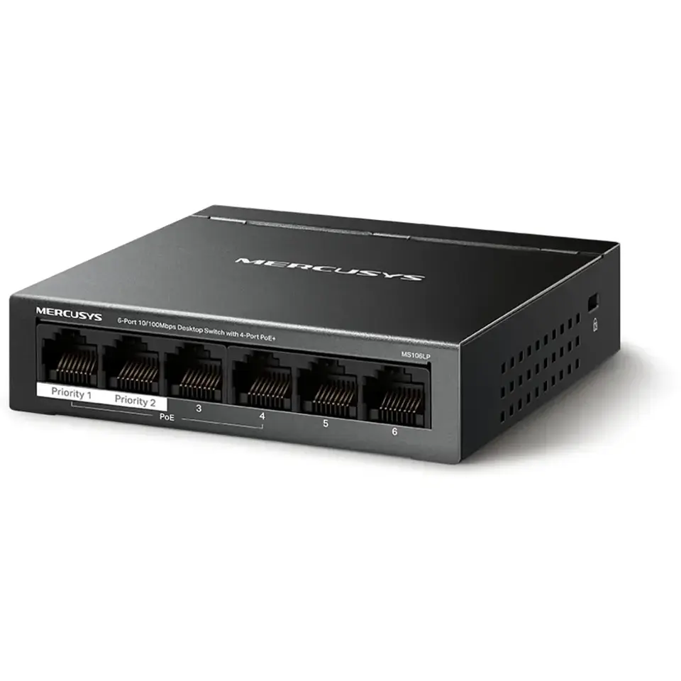 Switch 6 puertos 10/100 mbps desktop 4-port POE+ 40W  3