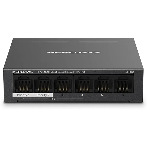 Switch 6 puertos 10/100 mbps desktop 4-port POE+ 40W  1