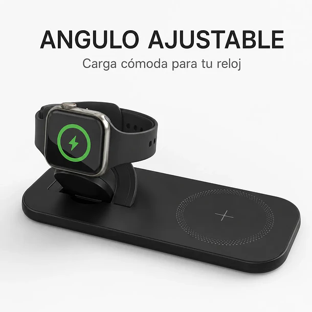 Base de carga 3 en 1 android / apple cw65 negra 2