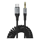 Cable de audio auxiliar 3.5 a USB-C trenzado tipo resorte 1