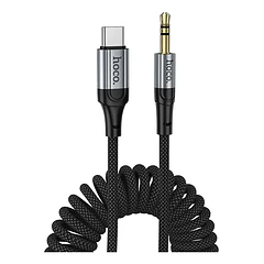 Cable de audio auxiliar 3.5 a USB-C trenzado tipo resorte
