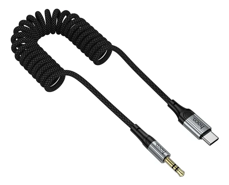 Cable de audio auxiliar 3.5 a USB-C trenzado tipo resorte 6