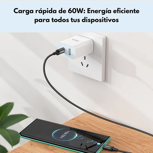 Cable Tipo C a Tipo C Hoco X109 2 Metro 60w Negro 5