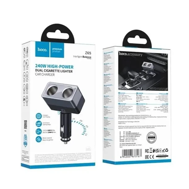 argador adaptador de auto 240w dual z65 12/24V  2