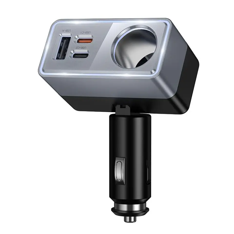 argador adaptador vehiculo cenicero 165w + 2 usb-c + usb Z65A 1