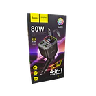 Cargador De Auto 4 En 1 Hoco Ace1 Led 80w Negro 1