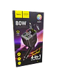 Cargador De Auto 4 En 1 Hoco Ace1 Led 80w Negro - Miniatura 1