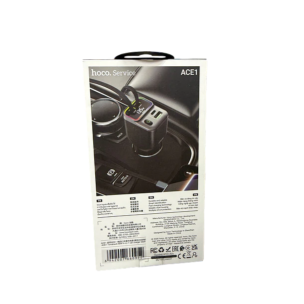 Cargador De Auto 4 En 1 Hoco Ace1 Led 80w Negro 4