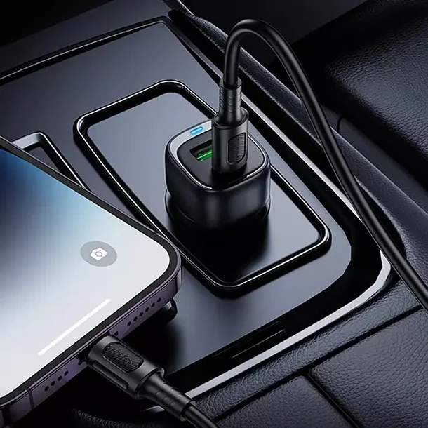 Cargador automovil dual usb-c y usb 38w Z25 + cable c a c 2