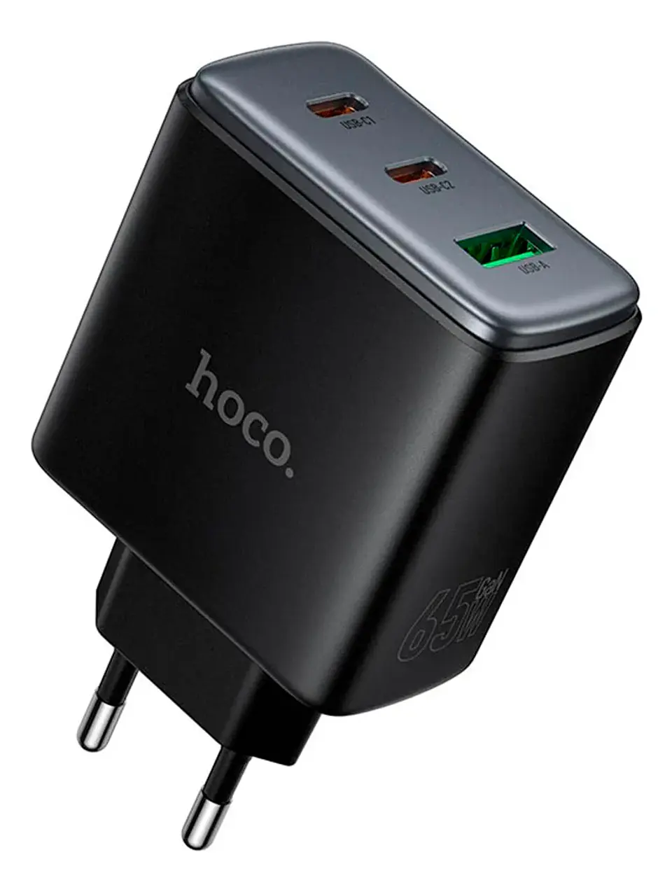Cargador Carga Rapida Hoco C160a 65w Triple Negro 1