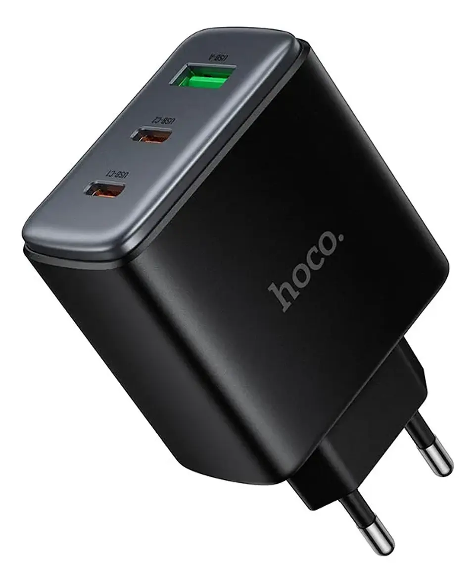 Cargador Carga Rapida Hoco C160a 65w Triple Negro 2