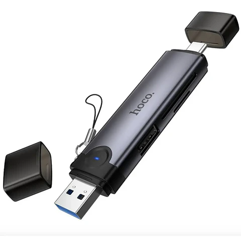 Lector De Tarjetas 3 En 1 Tipo C Sd Micro Sd + Usb Hoco Hb56