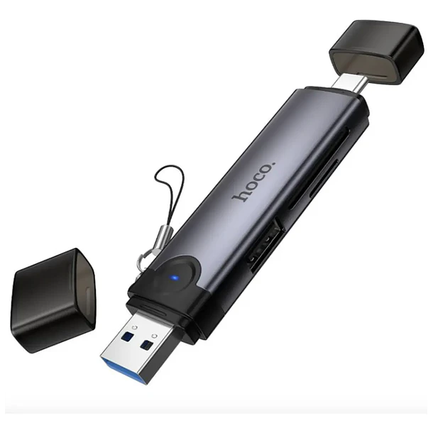 Lector De Tarjetas 3 En 1 Tipo C Sd Micro Sd + Usb Hoco Hb56 1