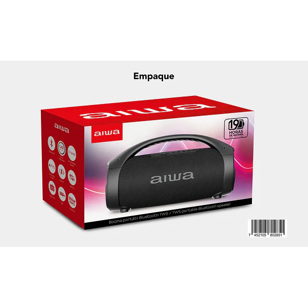 Parlante Portatil Bluetooth Aiwa 50w Funcion Tws Aw-s144bt 5