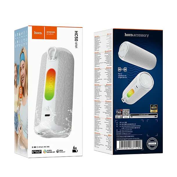 Parlante Bluetooth Hoco Hc50 8w Tws Blanco 3