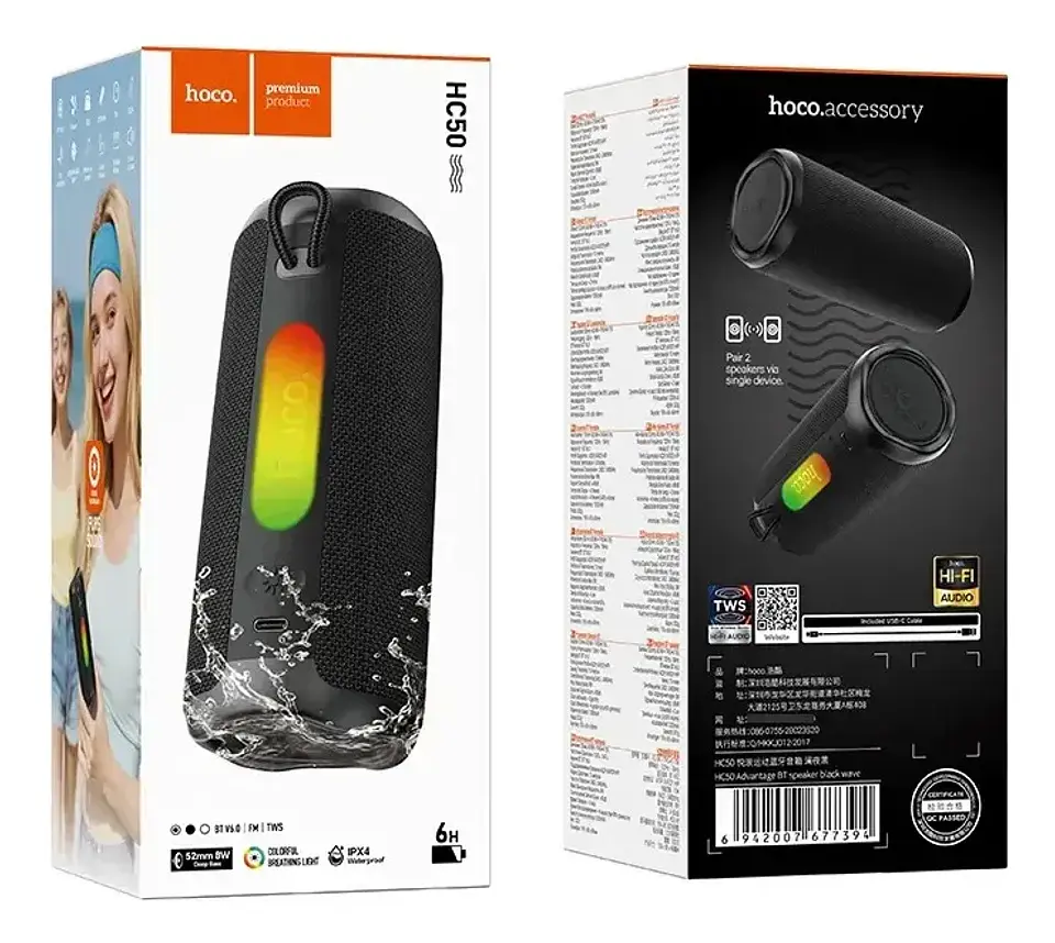 Parlante Bluetooth Hoco Hc50 8w Tws Negro 3