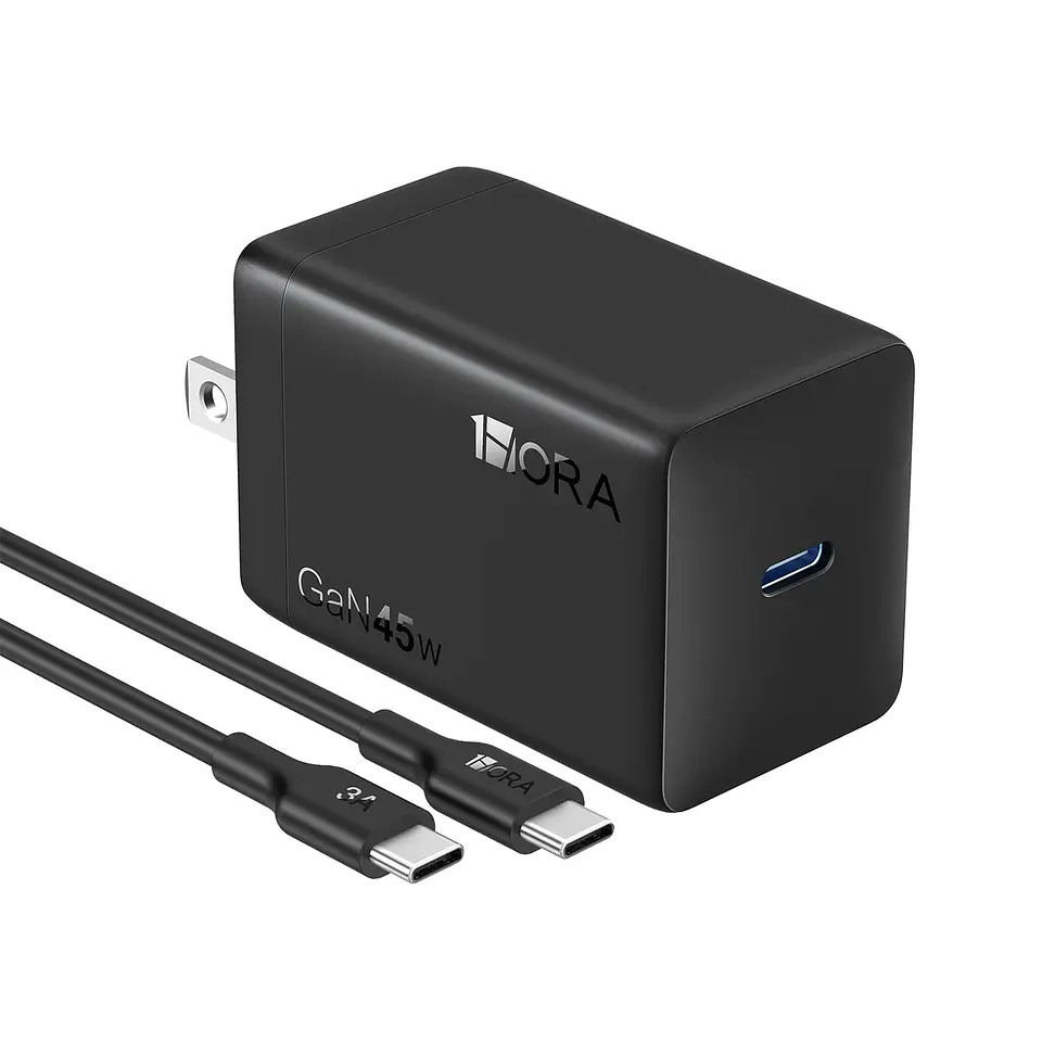 Cargador rápido de 2 puertos GAR170 GaN 45W con cable tipo C 1